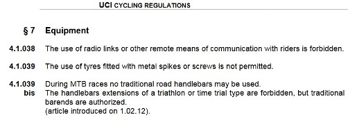 UCI rules a